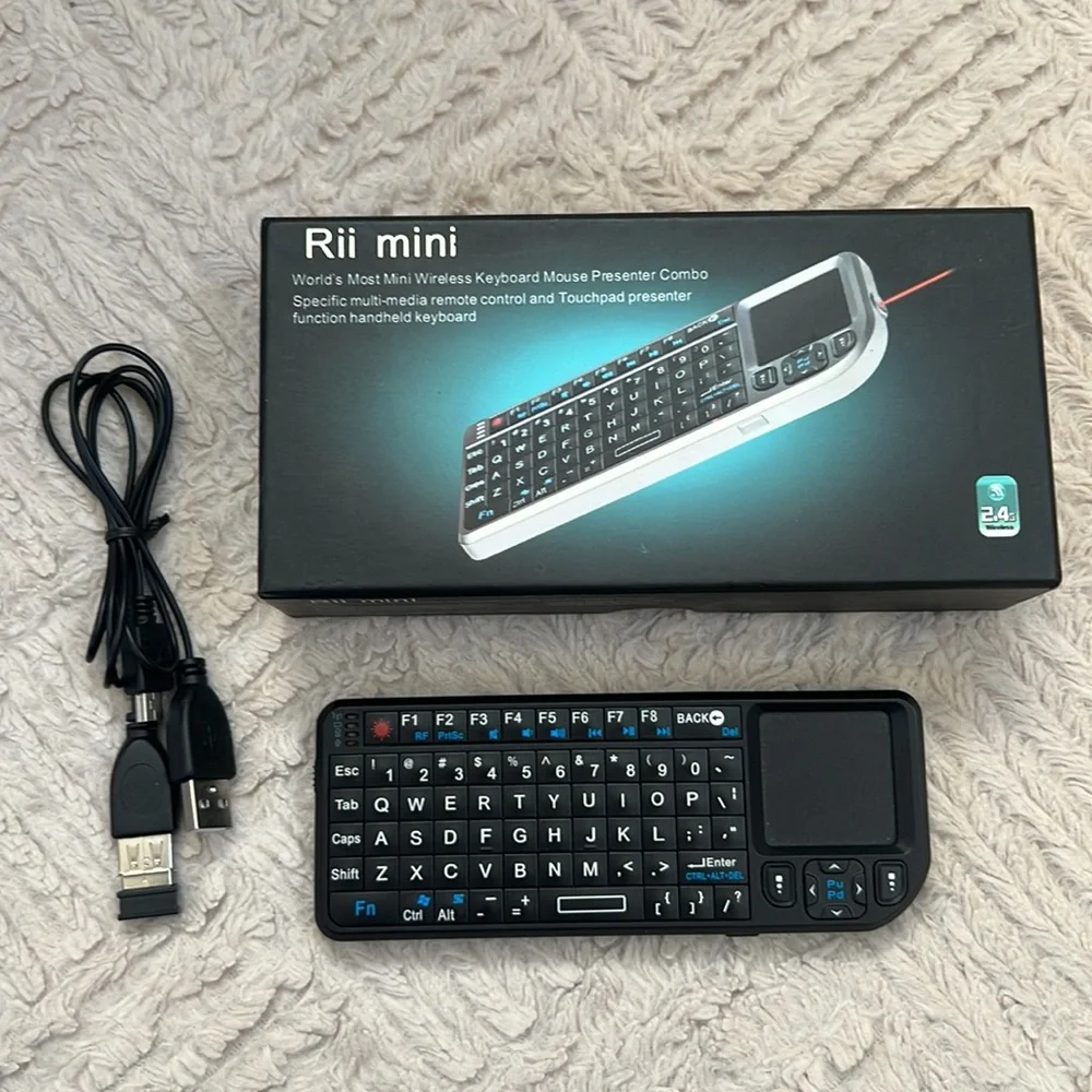 Rii mini - mini wireless keyboard mouse presenter combo with laser pointer 2.4g